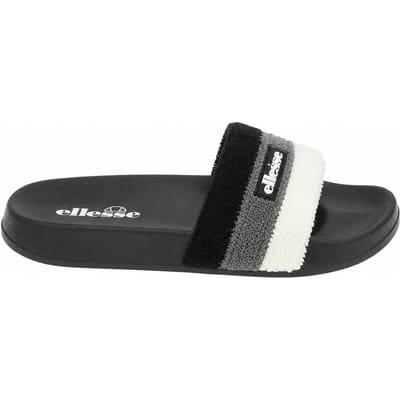 Ellesse Heren-slippers met open teen van badstof en drie strepen (Zwart/Grijs)