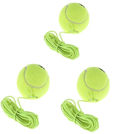 Dailygoods- Tennisballen 3 Stuks - Tennisballen met Koord - Indoor/Outdoor Training - Hoogwaardig Rubber - Duurzaam - Diameter 64 mm - Tennis Oefenbal