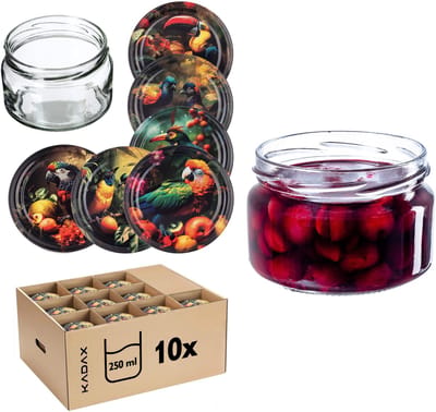 Denia Weckpotten 250ml 10st 82mm + Deksel "Vogels"