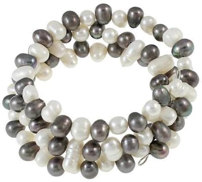 Zoetwater parel armband Wrap Light and Dark Pearl - echte parels - wit - bruin - grijs - wikkelarmband - luxe sieraden zakje - parel armband dames - zoetwaterparel