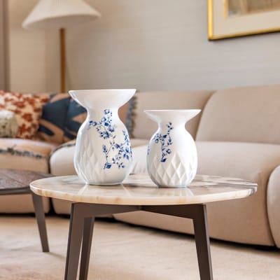 Heinen Delfts Blauw Kraagvaas Blauw Vouw 20 cm