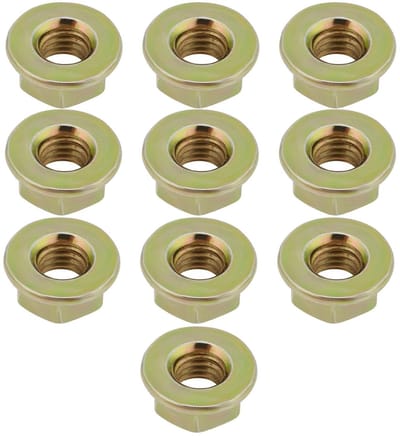 Dailygoods- Flensmoeren 100 stuks - M8 X 1.25 - Geel verzinkt - Hoge treksterkte - Schokbestendig - Duurzaam staal - Corrosiebestendig - Moeren