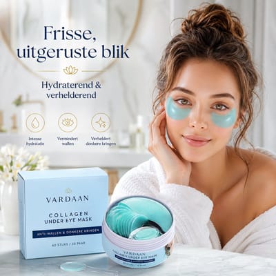 Vardaan Oogmasker 60 Stuks Blauw – Eye Patches – Oogmasker Wallen – Eye Pads – Oogpads – Anti Wallen Donkere Kringen – Collageen Oogmasker – Oog Patches – Eye Mask – Hydrogel – Gezichtsmasker – Hyaluronzuur – Hydraterend – Anti Rimpel Skincare