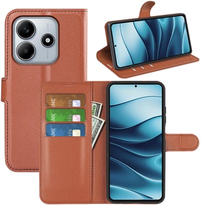 MobyDefend Hoesje - Geschikt voor Xiaomi Redmi Note 14 5G - Kunstleren Wallet Book Case (Sluiting Voorkant) - Bruin