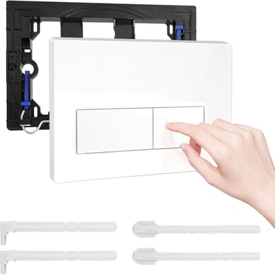 Toilet Drukplaat - Spoelplaat - Toilet Renovatie - Compleet Montageset - 26x16x4 cm - Glanzend Wit