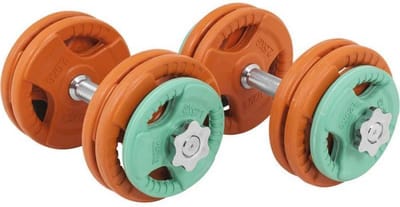 Gorilla Sports Dumbbellset 30 kg - 2 x 15 kg - Gripper Gietijzer - Rubber Coating - Halterset - 30 mm