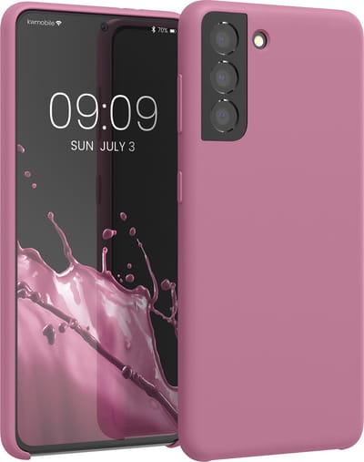 kwmobile telefoonhoesje geschikt voor Samsung Galaxy S21 - Hoesje met siliconen coating - Smartphone case in donkerroze