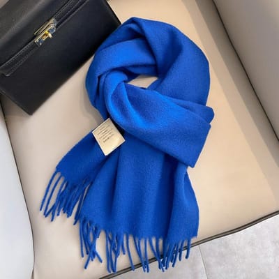Wol Winter Luxe Kasjmier Dames Effen Sjaal Warme Sjaal En Wikkel Bandana Pashmina Lange Kwastjes Vrouwelijke Foulard Dikke Deken blue