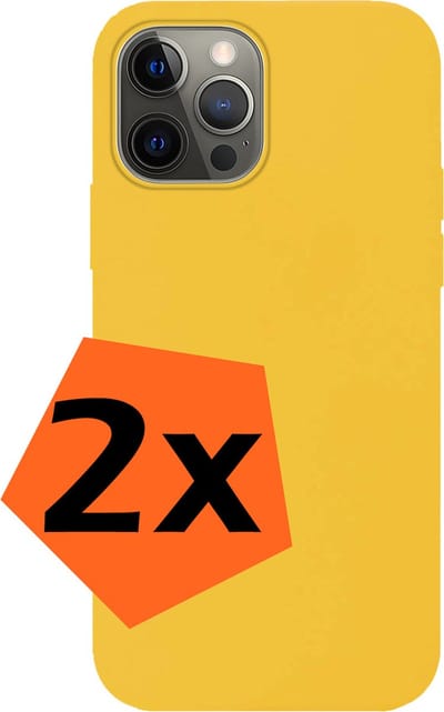 Hoes - 2 Stuks - Geschikt voor Apple iPhone 14 Pro - Sterk & Shockproof - Case Siliconen - Back Cover - Telefoon Hoes - Geel