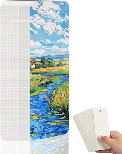 Aquarelpapier bladwijzer blanco 50 stuks aquarel ansichtkaarten blanco 300 g, aquarelpapier voor ansichtkaarten, notitieblokken, wenskaarten, doe-het-zelf bladwijzers, aquarellen, 15 x 5 cm