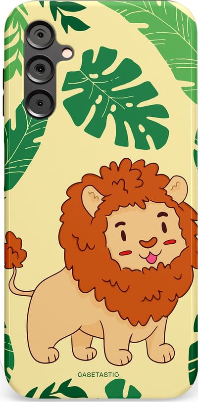 Casetastic Hoesje Geschikt voor Samsung A14 (5G/4G) - Stijlvolle Beschermende Duo-layer Case - Jungle Leeuw Ontwerp
