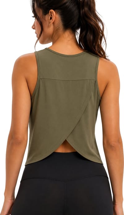 SparkNine Breezefit tanktop - open rug design - XL - groen - luchtig & ademend - crop fit - rekbaar & ademend - split back