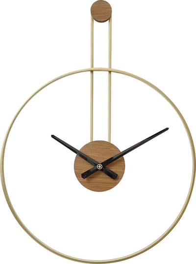 LW Collection Wandklok goud Fargo 55cm - grote industriële gouden wandklok - Moderne wandklok goudkleurig industrieel - Stil uurwerk