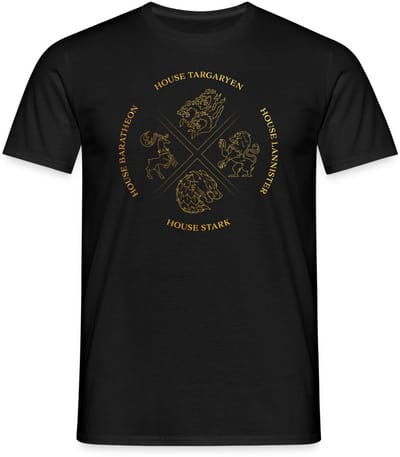Game Of Thrones Houses Targaryen Lannister Stark T-Shirt Heren