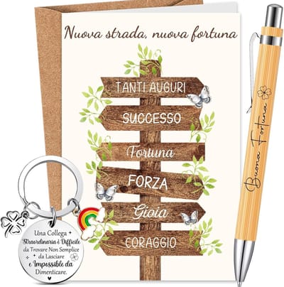 Dailygoods- Sleutelhanger Creatief Cadeau - Afscheid Collega - Wenskaart Met Envelop - Veel Succes Nieuwe Baan - Verjaardag - Collega's