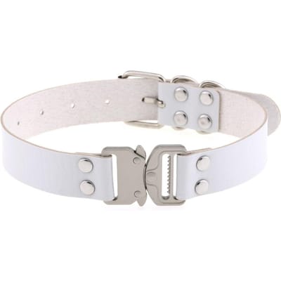 Harajuku Choker Ooglas Gesp Ketting Pu Leer Cosplay Anime Kettingen Kraag Gotische Sieraden Cadeau white