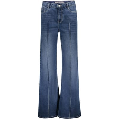 Geisha blauwe dames jeans   High waist   Rinsewash wassing   Wide leg fit   5-Pocket zakken   Knoop- en ritssluiting   High waist Blauw S