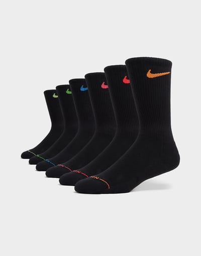 Nike 6-Pack Elevated Crew Socks - Zwart- Dames, Zwart 38 - 42