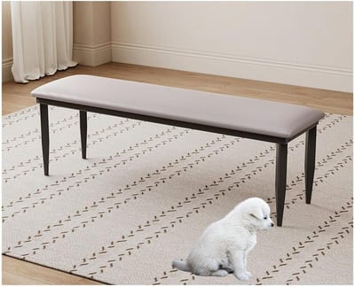 Voetenbank Ottoman - Zitbankje Lage bank - Extra zitplek - Stalen frame - 100x30x48cm - Lichtgrijs