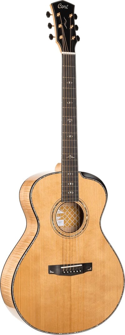 CORT Gold-Passion Modern Concert met bevel cut All Solid Elektro-Akoestische Gitaar Naturel Hoogglans met Koffer