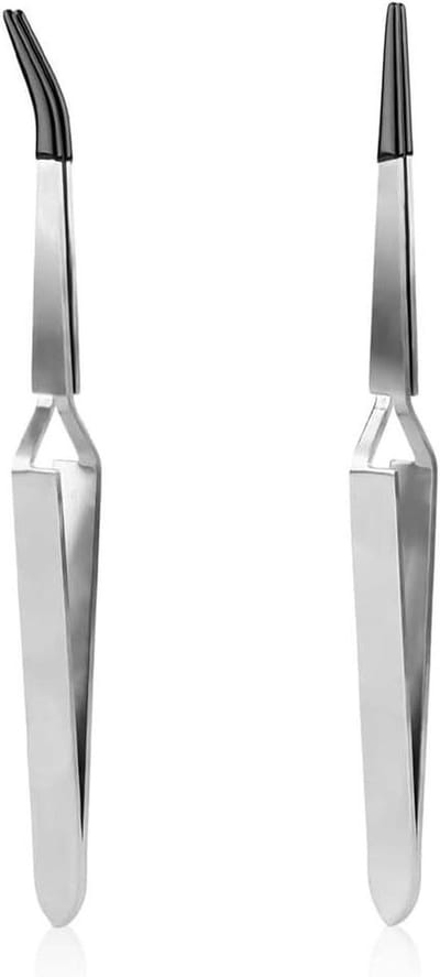 Industriële Pincetten - Recht Gebogen - Precisiewerk - Vergrendelingsontwerp - 15 cm Pakket - Zilver
