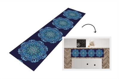 Keukenloper - Loper keuken - Mandala - Blauw - Patronen - 200x50 cm - Keukenloper vinyl