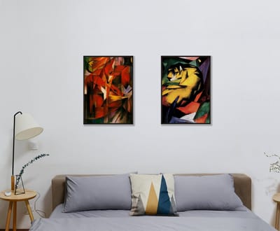 Fotowand Franz Marc - Tiger & Red Foxes - Poster Set van 2 - Kubisme - 70x50 cm - Dieren