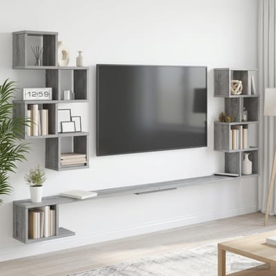 vidaXL - Wandgemonteerd - TV - Rek - Grijs - Sonoma - 200 - x - 15 - x - 94 - cm