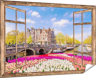Gards Tuinposter Leeuw - Leeuwenkop - 90x60 cm - Tuindoek - Tuindecoratie - Wanddecoratie buiten - Tuinschilderij