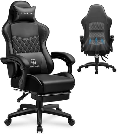 GTPLAYER - Gamingstoel Hoge Rugleuning - Met Voetsteun en Afneembare Hoes - Zwart