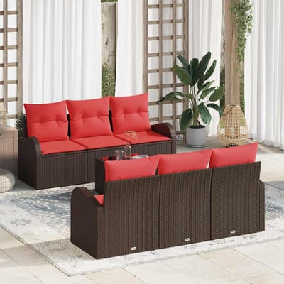 vidaXL - Tuinbank - Set - 7 - st - 6-Aantal - zitplaatsen - Bruin - poly - rattan