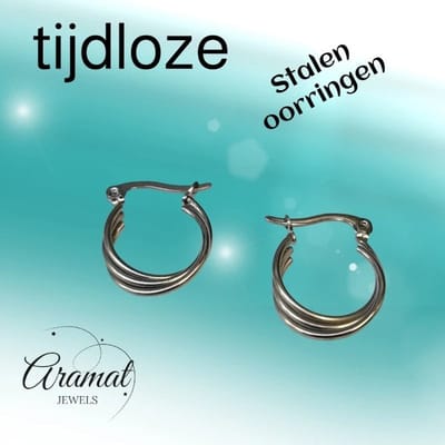 Aramat Jewels | Oorringen | Stalen Oorringen met Triple Hoop Design (16 mm) | 16mm | |3mm | Staal | Volwassenen | Verkleurd niet