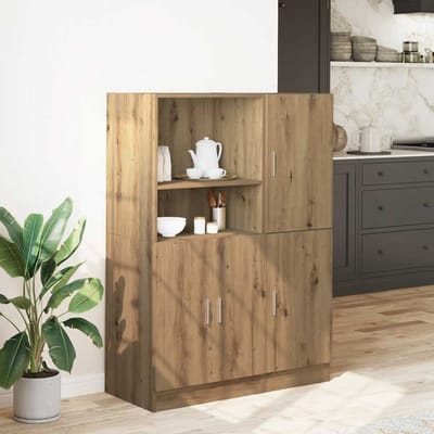 vidaXL - 2-delige - Keukenkastenset - bewerkt - hout - artisanaal - eikenkleur
