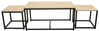 The Home Deco Factory - Seattle bijzettafels van hout en metaal (set van 3)