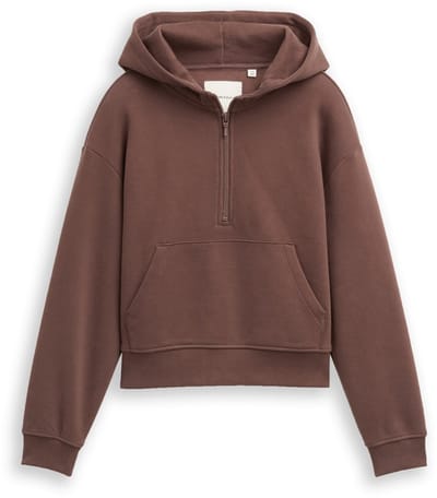 Tom Tailor - Hoodiesweatshirt met ritssluiting - Maat 128 - soft chocolate brown