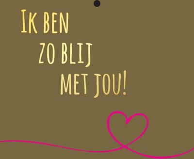Cadeaukaartje - “Ik ben zo blij met jou!” - 20 Stuks - 7mm x 7mm - Wenskaartje - Met boorgaatje - Serie: GOLDY - Metallic goud relief - Kadokaartjes