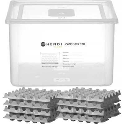 HENDI Eiercontainer – GN 2/3 – 18L – Transparant – Inclusief 8 Trays – Stapelbaar – Vaatwasmachinebestendig