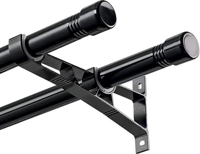 Zwarte Gordijnroede 76-149 cm - Uittrekbare metalen wandmontage voor verduisterings- en outdoorgordijnen