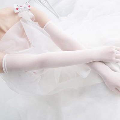 Gants Chaussettes Fines Transparentes Élastiques Serrées pour Femmes Club Nocturne Mariage Fête de Danse Protection Solaire Étiquette Été Gants One Size white