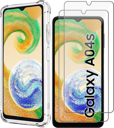 Hoesje geschikt voor Samsung Galaxy A04s / A13 5G - 2x Screen Protector GlassGuard - Back Cover Case ShockGuard Transparant & Screenprotector