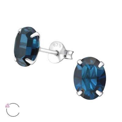 Montebello Oorbellen Berdien Montana - 925 Zilver E-Coating - Swarovski - Ø6x8mm