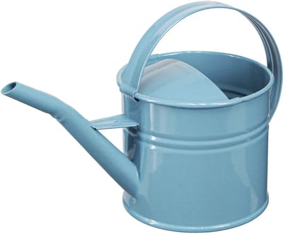 Decoratieve gieter/bloempot, blauw metaal, 28x13x17 cm, 1,25 liter, vo