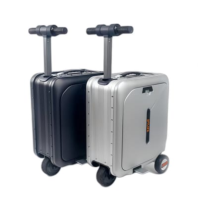 Jitlife Handbagage Koffer Elektrische - 28L Inhoud – Reiskoffer - Koffer Kind - Inclusief Powerbank - TSA Slot – 115kg Draaggewicht - Zilver