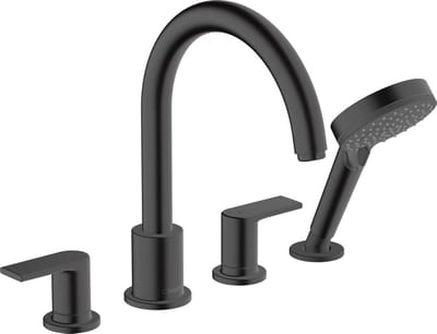 Hansgrohe Vernis Shape - Badrandkraan, 4-gats, mat zwart 71459670