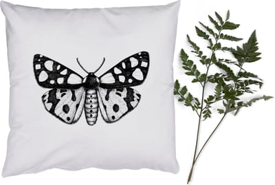 Sierkussens - Kussentjes Woonkamer - 40x40 cm - Vlinder - Botanisch - Vintage - Zwart wit
