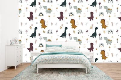 Behang - Fotobehang Patronen - Jongens - Dino - Breedte 400 cm x hoogte 240 cm