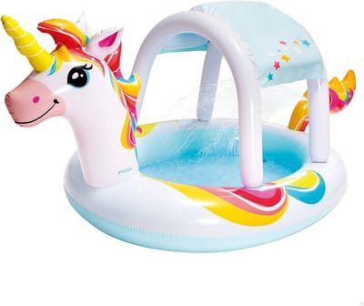 Peuter zwembad met glijbaan - Intex Eenhoorn zwembad 58435NP - Zomer waterpret Peuter zwembad met glijbaan