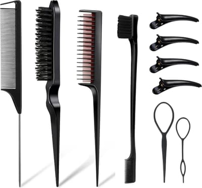 Cabantis 10-delige Haar Accessoires set – Haar – Kapper – Haarborstel – Wenkbrauw - Zwart