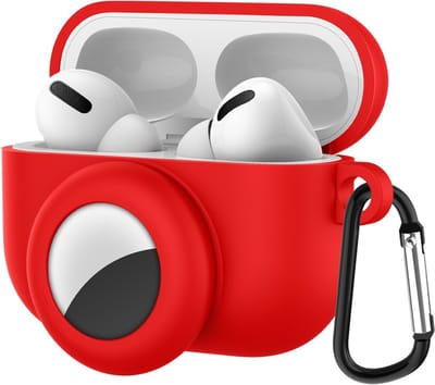 2 in 1 AirPods Pro en Airtag Case - Beschermhoes - AirPods Pro Cover - AirPods pro AirTag Hoesje - Geschikt voor Apple Airpods Pro - rood