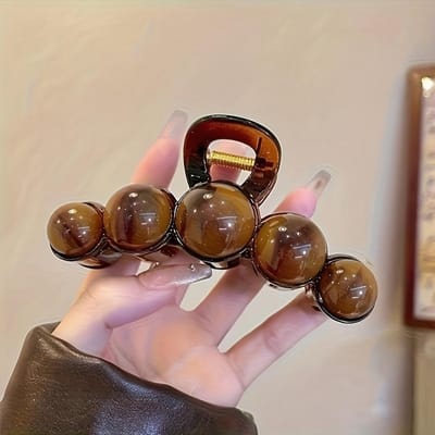 Grote Kunstmatige Parel Haarclip - Vintage Stijl Dames Acryl Haaienklem, Perfect voor Paardenstaarten en Hoge Kapsels, Retro Chique Haaraccessoire
